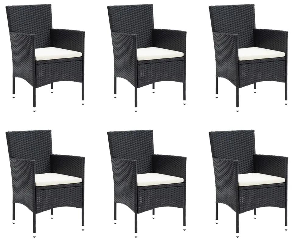 Set mobilier de gradina cu perne, 7 piese, negru, poliratan Negru, Lungime masa 190 cm, 7