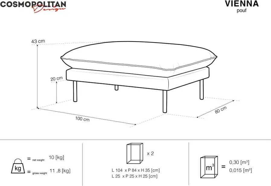 Taburet Cosmopolitan Design Vienna, 100 x 80 cm, bej