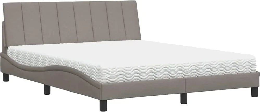 vidaXL Pat cu saltea, Hanko, gri taupe, 160x200 cm material textil