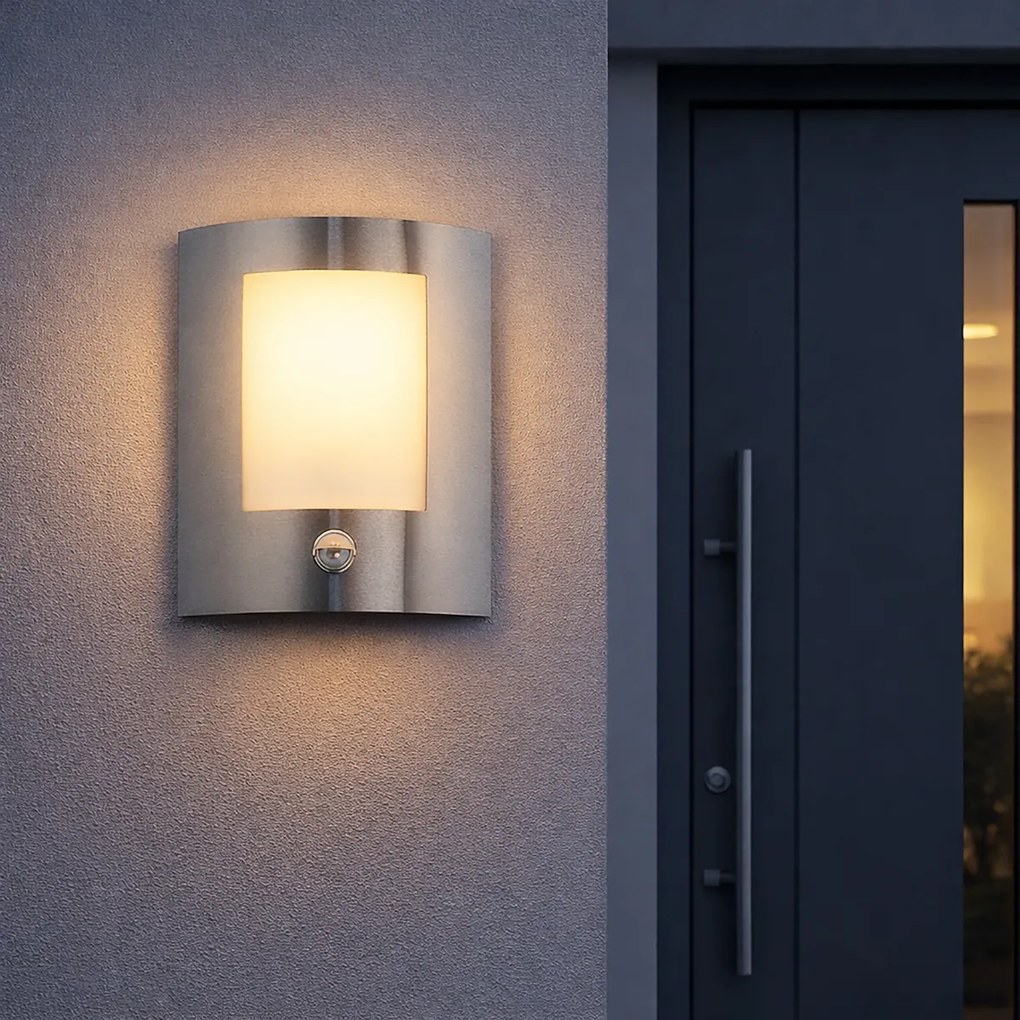 Lampa de perete exterioara moderna din otel cu senzor de miscare IP44 - Emmerald 1