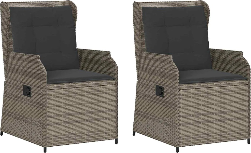 vidaXL Bancă de grădină 2 pcs Gri poliratan