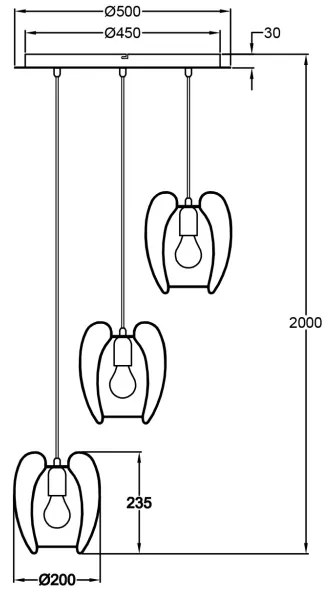 Lustră pe cablu CAMP 3xE27/40W/230V albă Fabas Luce 3677-47-102