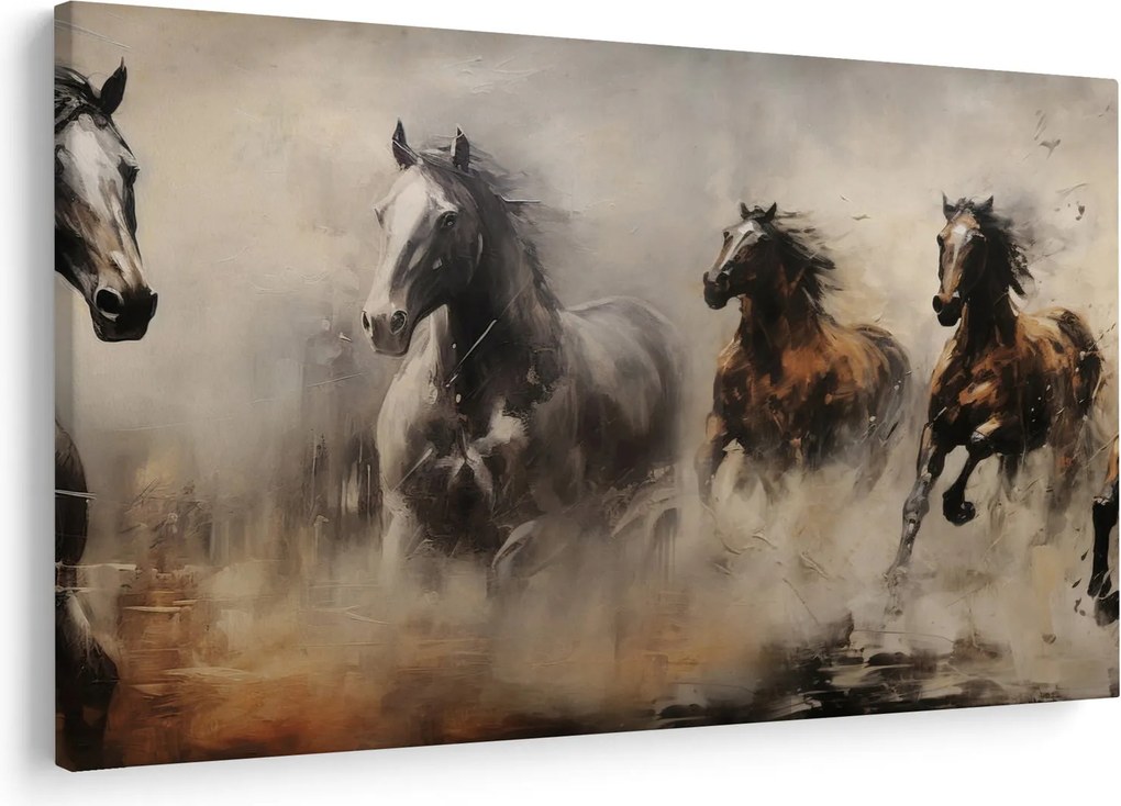 Tablou - Pictură în ulei de cai (90x60 cm)