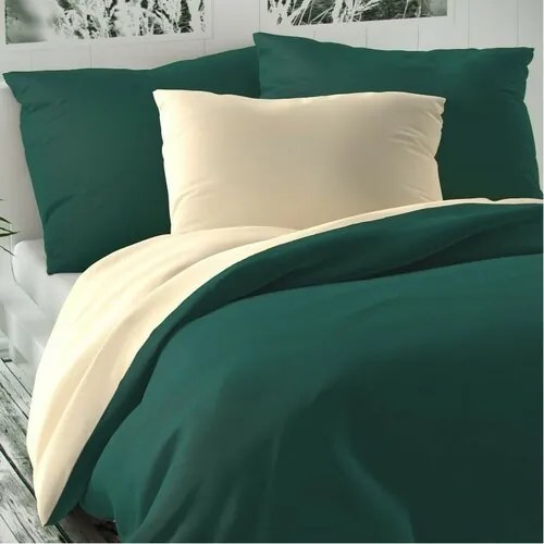 Lenjerie de pat din satin Kvalitex Luxury Collection, verde/crem 140 x 200 cm, 70 x 90 cm, 140 x 200 cm, 70 x 90 cm