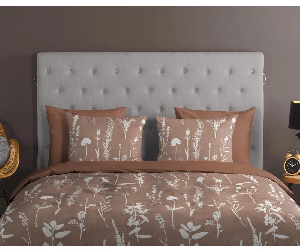 Lenjerie de pat maro din bumbac pentru pat de o persoană, extinsă 140x220 cm Rav – Good Morning