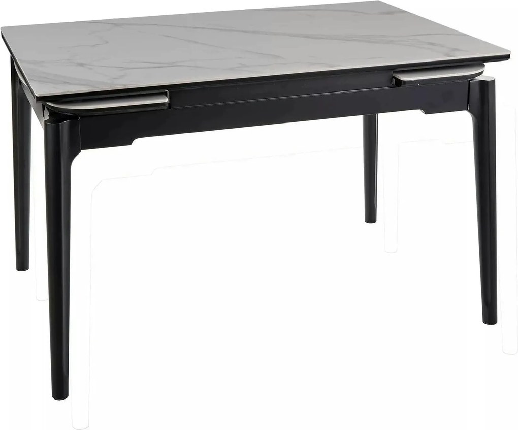 Masa extensibila SENTO, alb cu efect de marmura, ceramica/lemn, 120/18