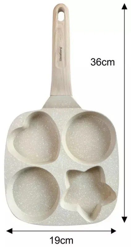 Tigaie cu 4 sectiuni Klausberg KB 7809, 19cm, Acoperire din marmura, Diverse forme, Inductie, Bej