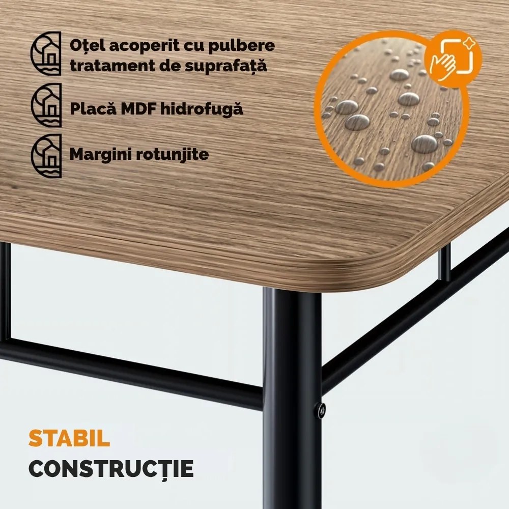 Set de masă LEO, 5 piese, negru/maro Casaria