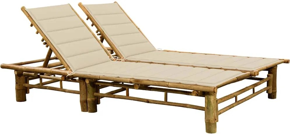 vidaXL Șezlong de 2 persoane, cu perne, bambus
