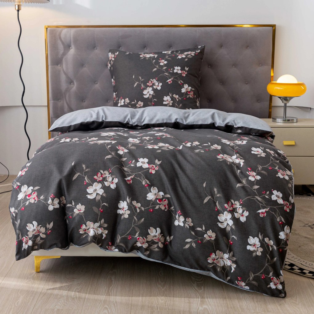 Lenjerie de pat din microfibra flanel BLOSSOM gri Dimensiune lenjerie de pat: 70 x 90 cm | 140 x 200 cm