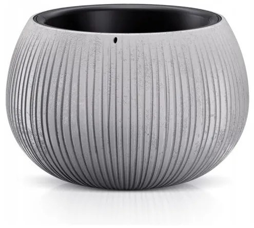 Ghiveci decorativ de flori, rotund, gri, 2.3 L, 23.8x16.1 cm, Beton Bowl
