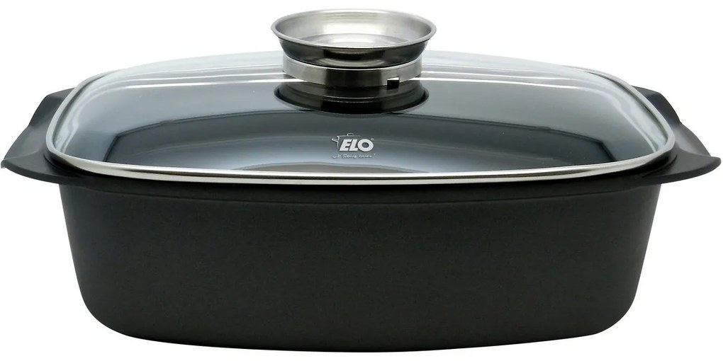 Elo 84932 Tavă de copt cu capac din sticlă și mâner cu aromă Alucast 40 x 22 cm