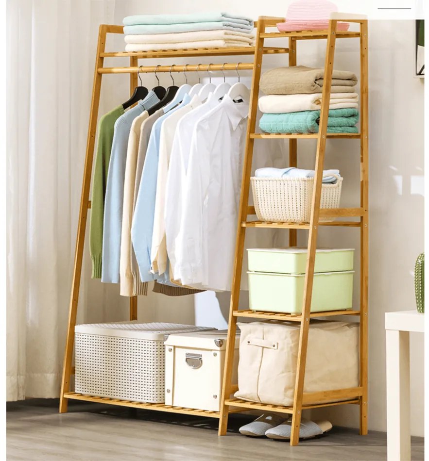 Organizator practic de dulapuri Vinet, bambus, 110x 40 x 140 cm