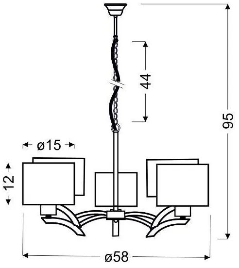 Lustră pe cablu DRAGA 5xE27/60W/230V bej/crom lucios