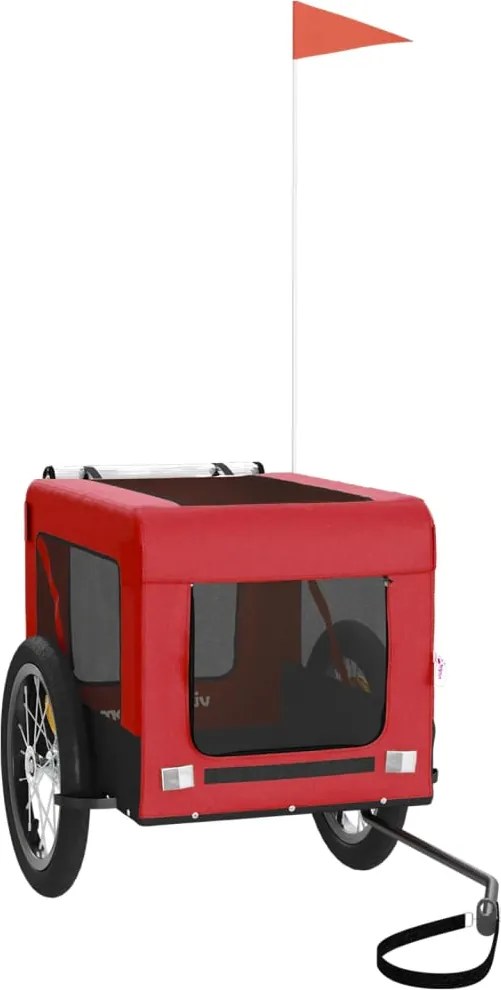 vidaXL Remorcă bicicletă animale companie, roșu/negru, oxford/fier
