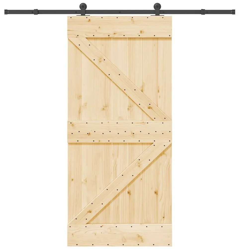vidaXL Ușă glisantă cu set de feronerie 95x210 cm, lemn masiv de pin