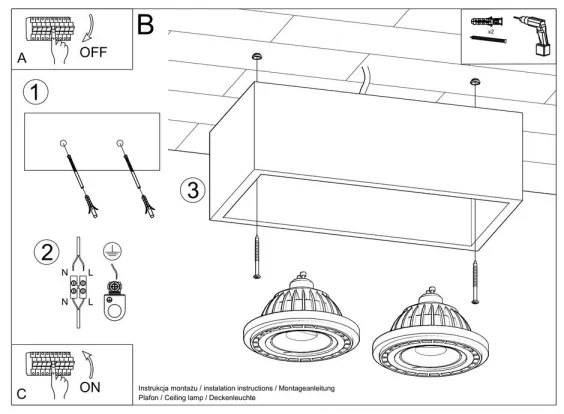 Plafonieră QUATRO 2xGU10/40W/230V lemn