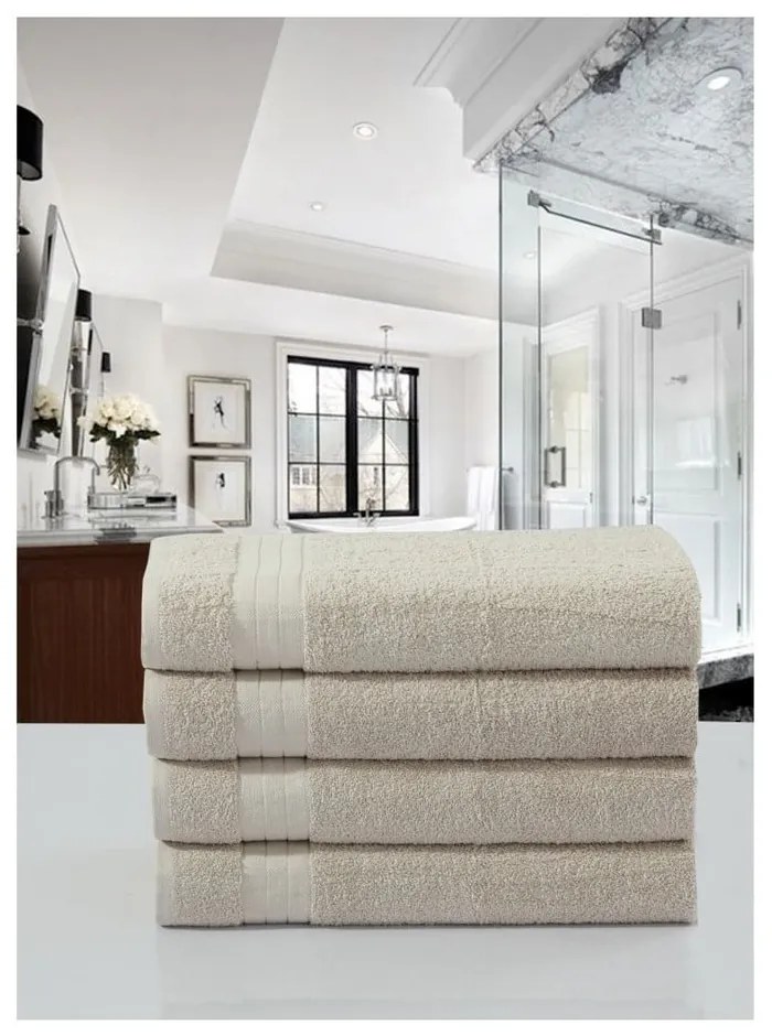 Prosoape bej 4 buc. din bumbac din frotir 50x100 cm – Good Morning