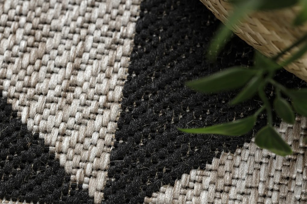 Covor sisal Floorlux 20489 argint si negru Triunghiuri