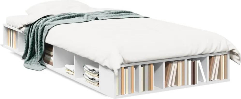 vidaXL Cadru de pat, alb, 75x190 cm, lemn prelucrat