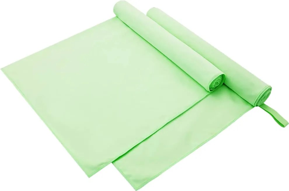 vidaXL Prosoape Sport 2 pcs Verde 180 x 90 cm Poliester și poliamidă