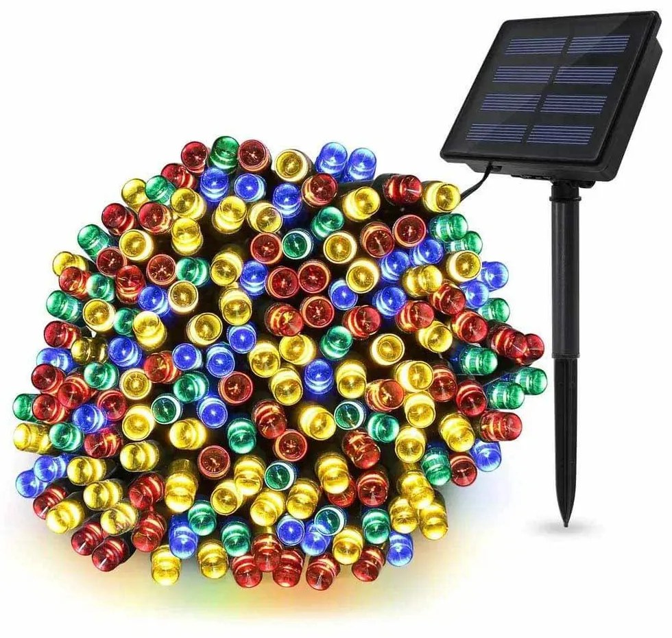 Ghirlanda luminoasa solara pentru gradina cu 100 LED, multicolor, 10m