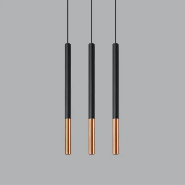 Lustră pe cablu MOSAIC 3xG9/12W/230V neagră/cupru