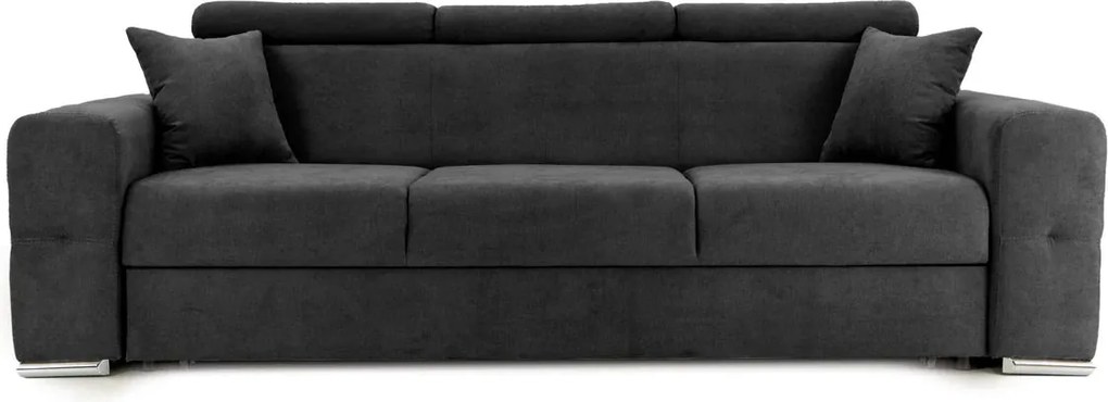 Canapea Extensibilă 3 locuri BELLAGIO, cu tetiere reglabile, 242x95x99 cm, Gri-Inchis-Enjoy