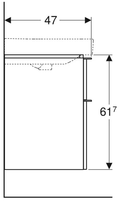 Dulap baie suspendat gri inchis lava 584x470x617 cm, 2 sertare, pentru lavoar, Geberit Smile 60 cm