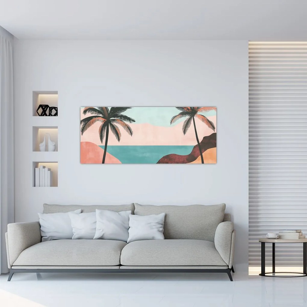 Tablou - Palmieri la mare (120x50 cm)