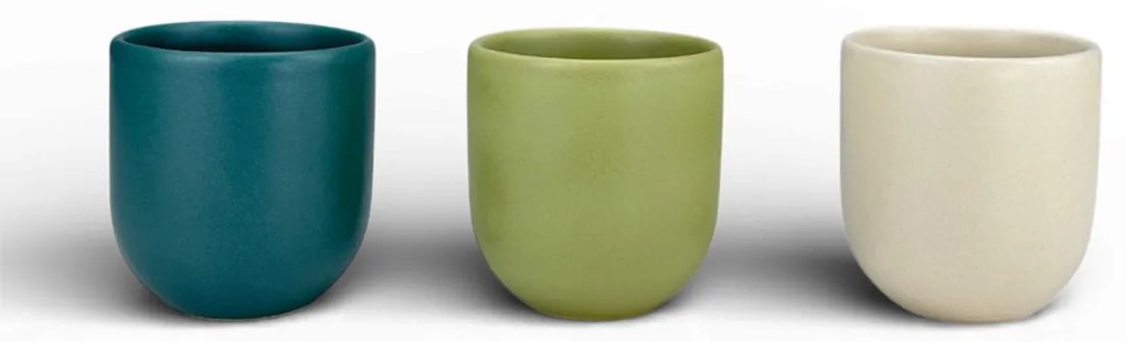 Set 3 cesti cafea Pahare Novum Trio Oasis, glazura mata, 250ml