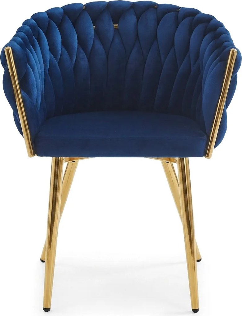 OFERTA Fotoliu de sufragerie din catifea ORION VELVET cu picioare aurii, albastru inchis calitatea a II-a