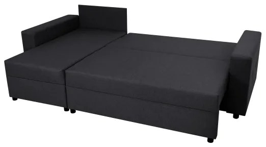 Canapea colțar universală SEVILLA antracit cu funcție de dormit și depozitare