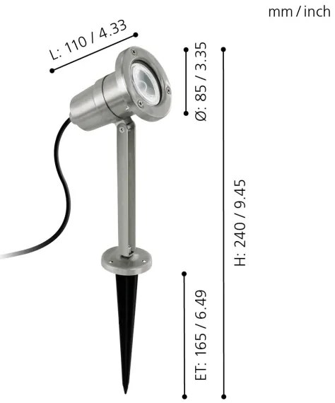 Eglo 94111 - Corp de iluminat LED exterior NEMA 1xGU10/5W/230V