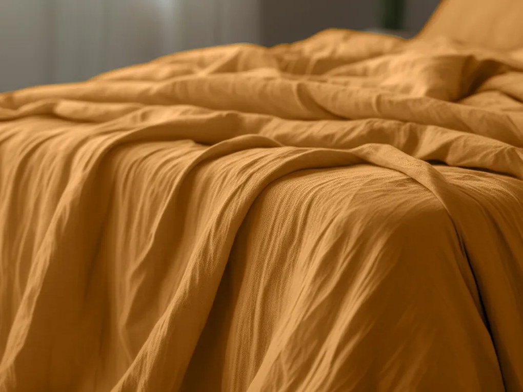 Lenjerie de pat din muselin MOSSARI mustar Dimensiunile lenjeriei: 70 x 90 cm | 140 x 220 cm