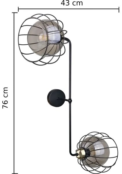 Aplică SOLO BLACK 2xE27/60W/230V neagră/aurie