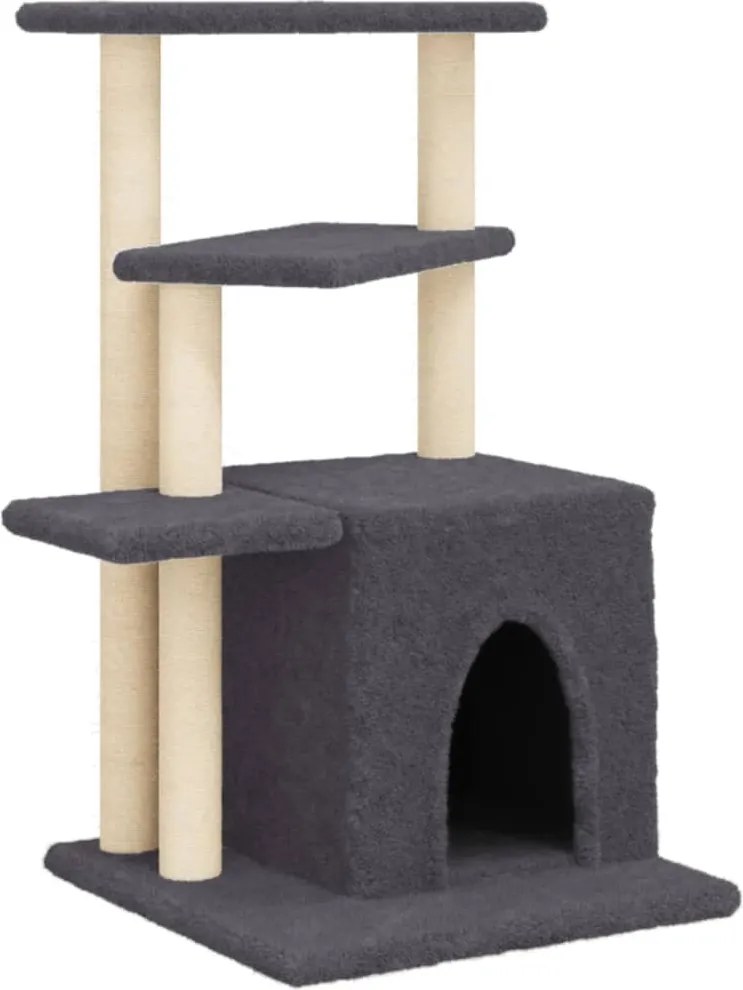 vidaXL Ansamblu pisici cu stâlpi din funie sisal, gri închis, 83,5 cm