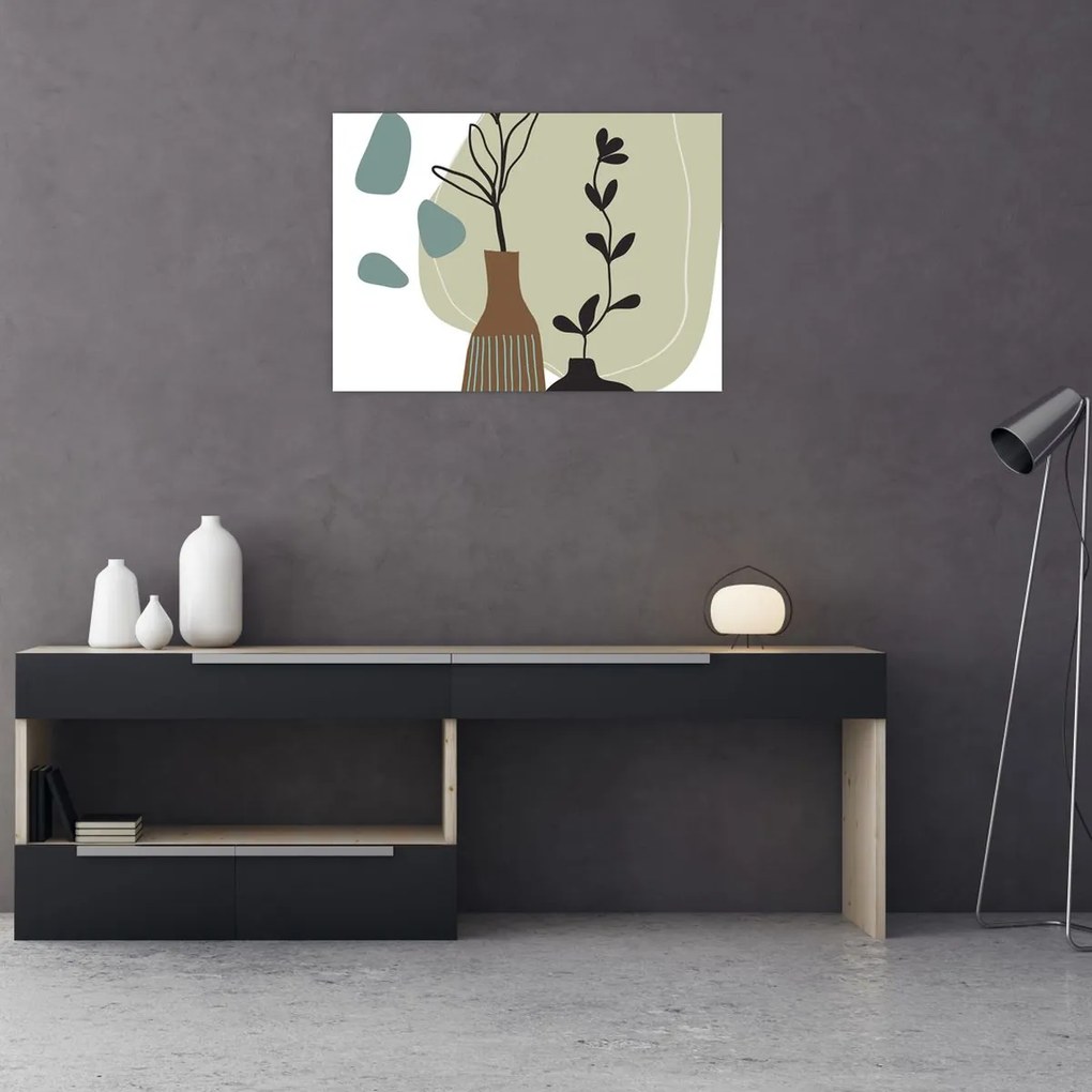 Tablou pe sticlă - Flori într-o vază N⁰2 (70x50 cm)