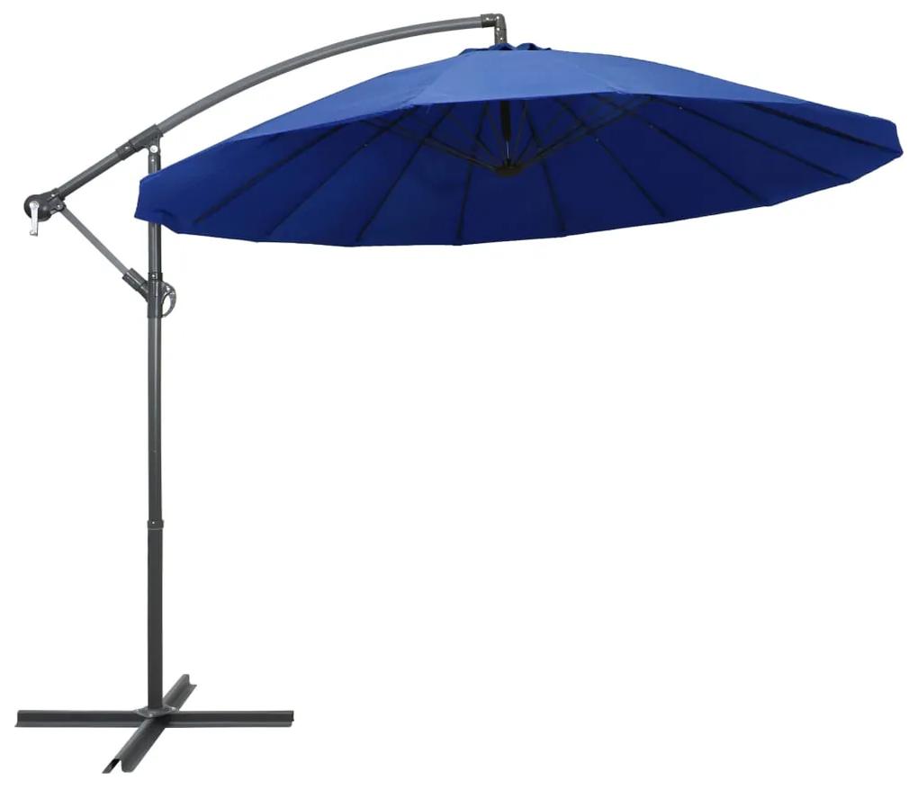 Umbrela de soare suspendata, albastru, 3 m, stalp de aluminiu