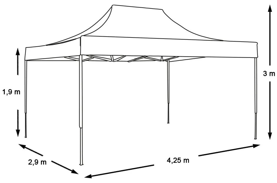Pavilion pliant 2,9x4,25m-rosu, cu geanta de transport