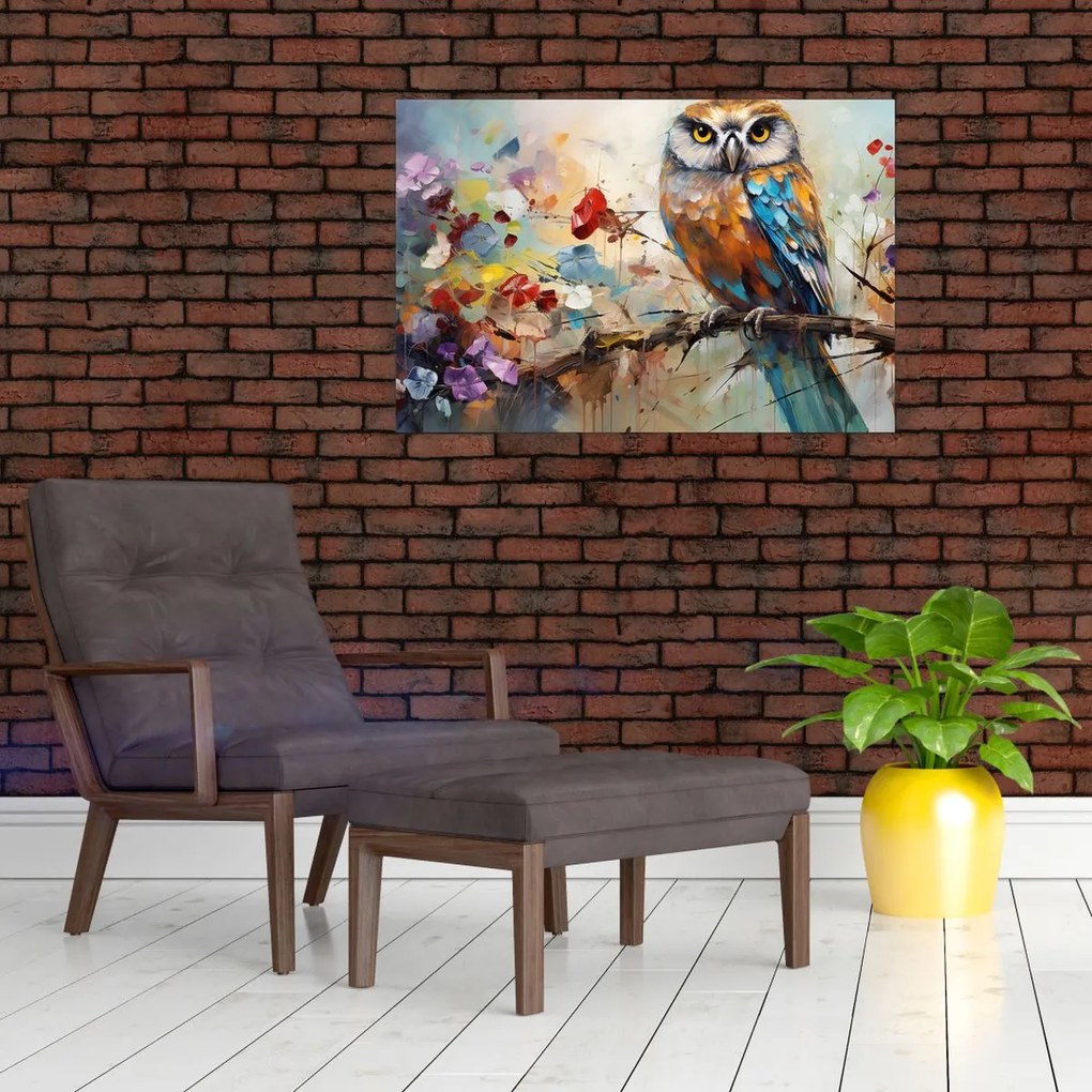 Tablou - Bufniță pictată (90x60 cm)