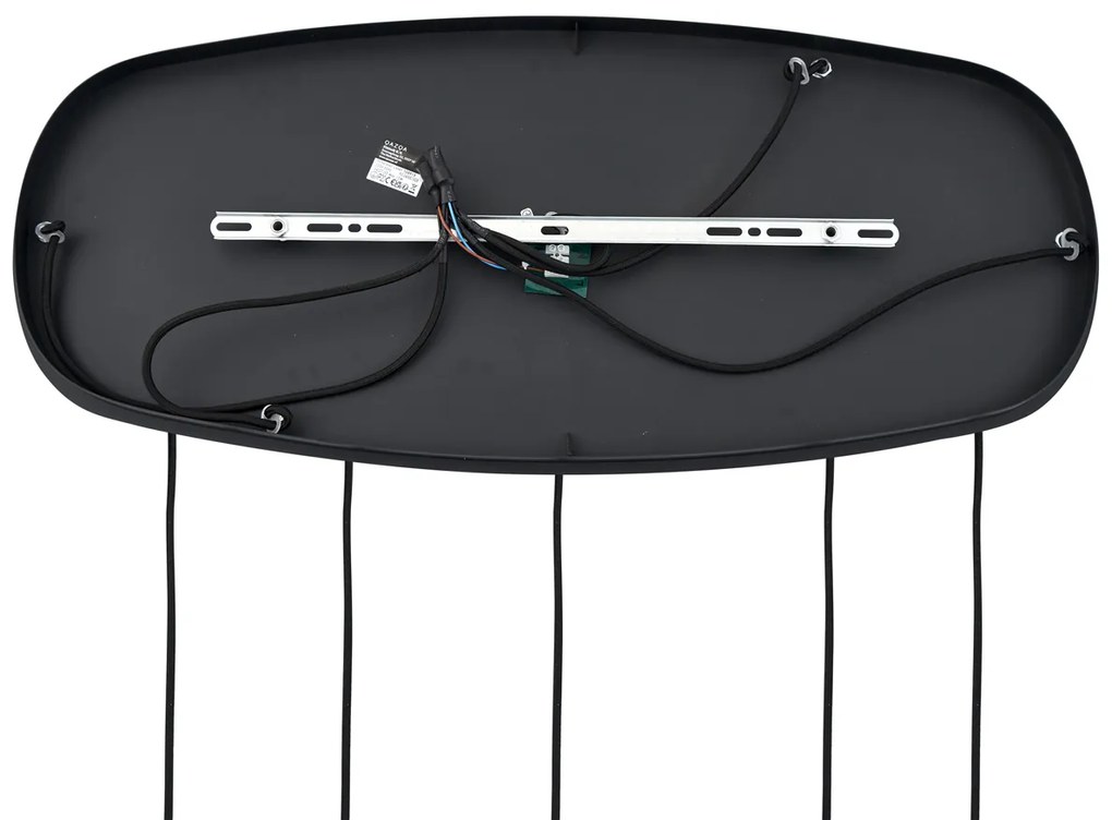 Lampă suspendată modernă neagră cu sticlă ambră cu 5 lumini - Sheena