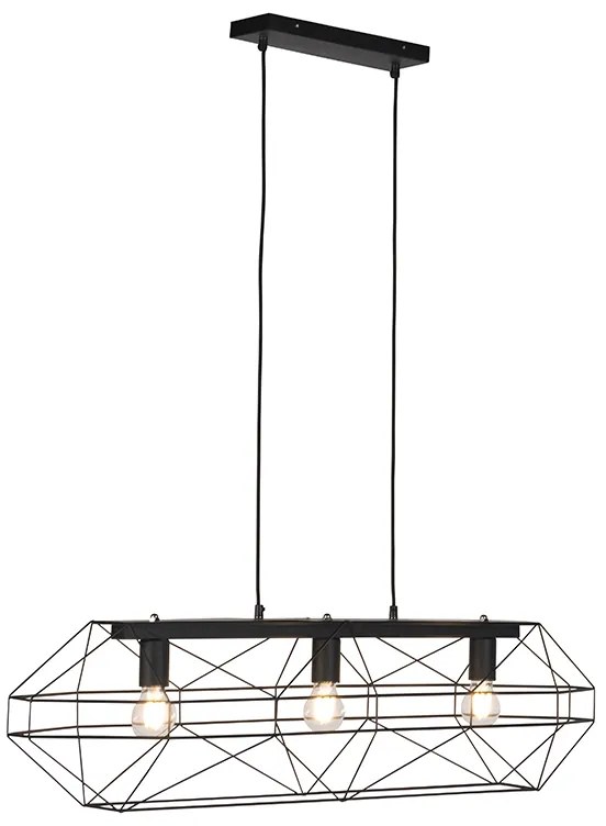 Lampă suspendată industrială neagră cu 3 lumini - Carcass