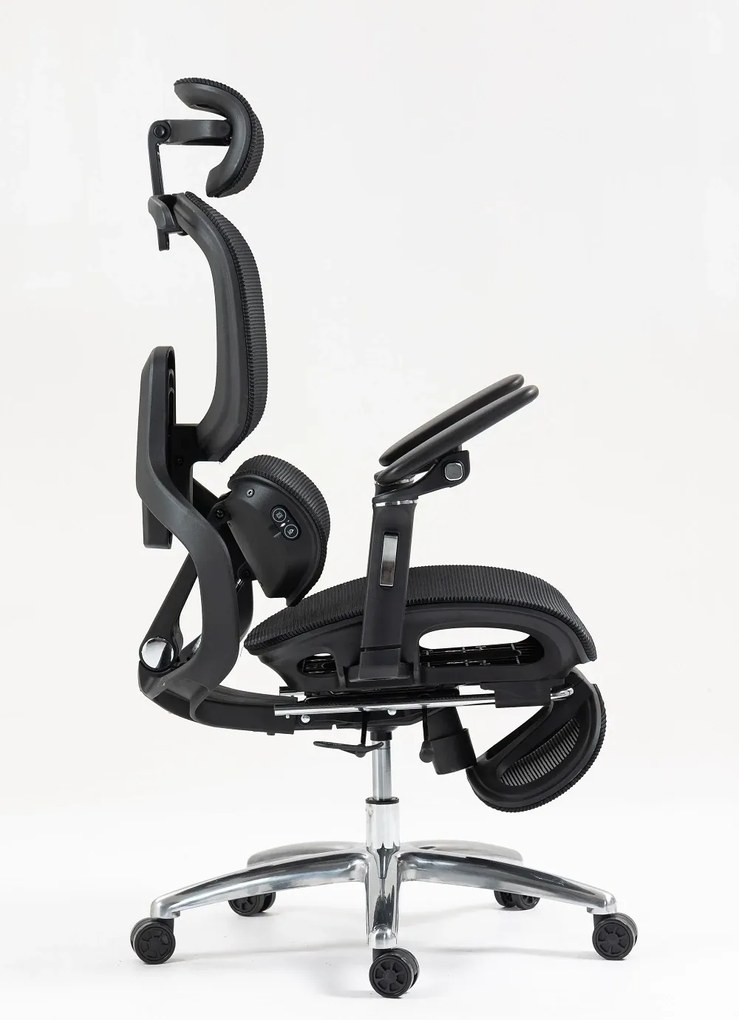 VIGOCHAIR ULTRA PRO ROLLER Scaun ergonomic, spatar reglare verticala, suport lombar cu masaj si incalzire, sezut translatie, cotiere 6D, suport picioare, Full Mesh, Negru