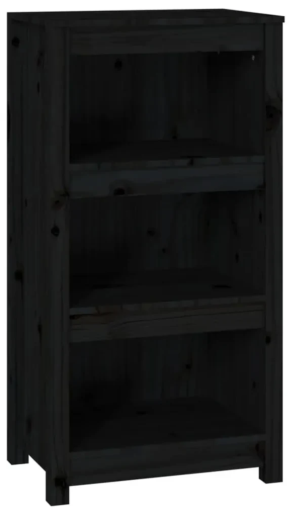 821708 vidaXL Bibliotecă, negru, 50x35x97 cm, lemn masiv de pin