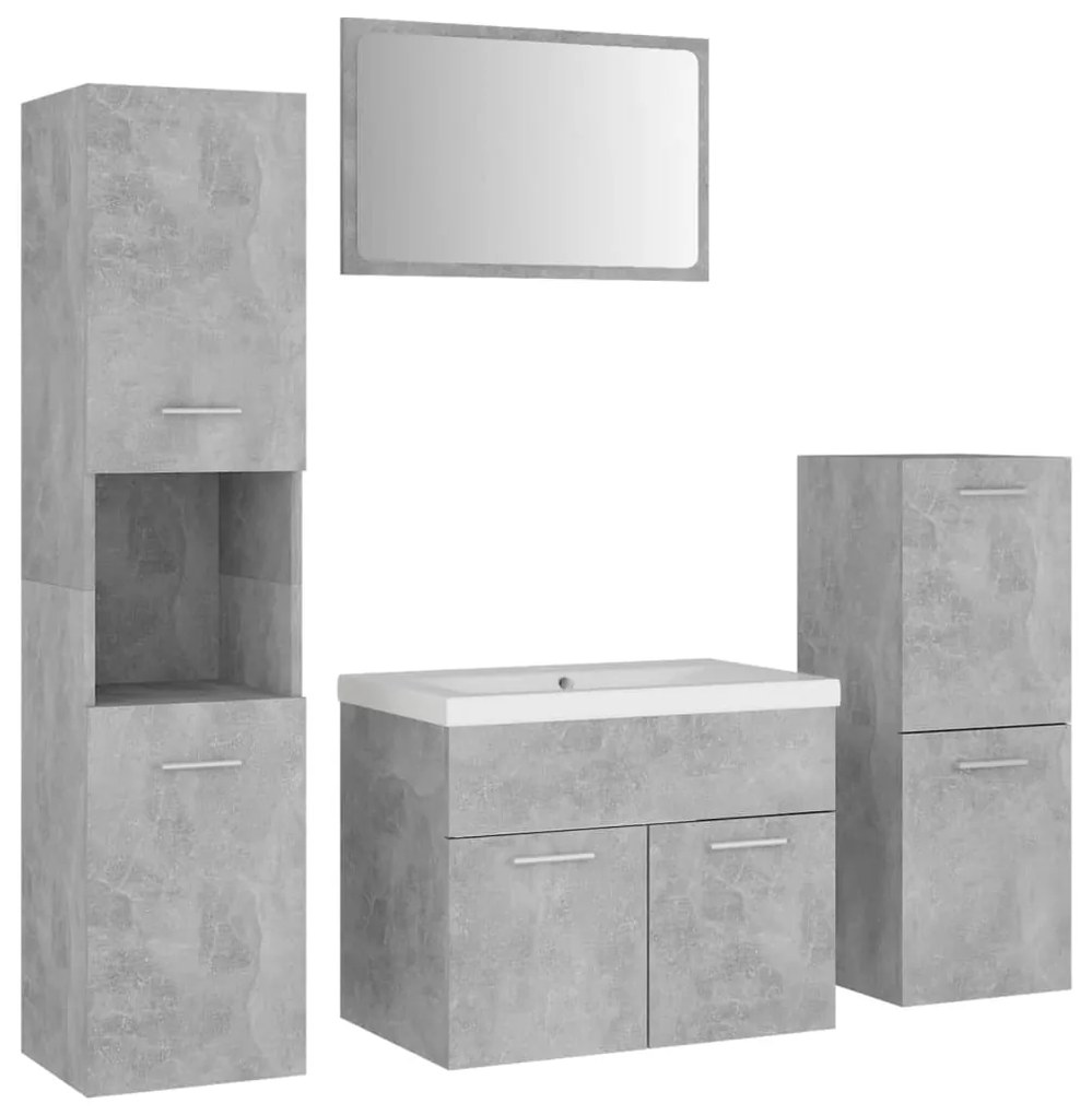3071094 vidaXL Set mobilier de baie, gri beton, lemn prelucrat