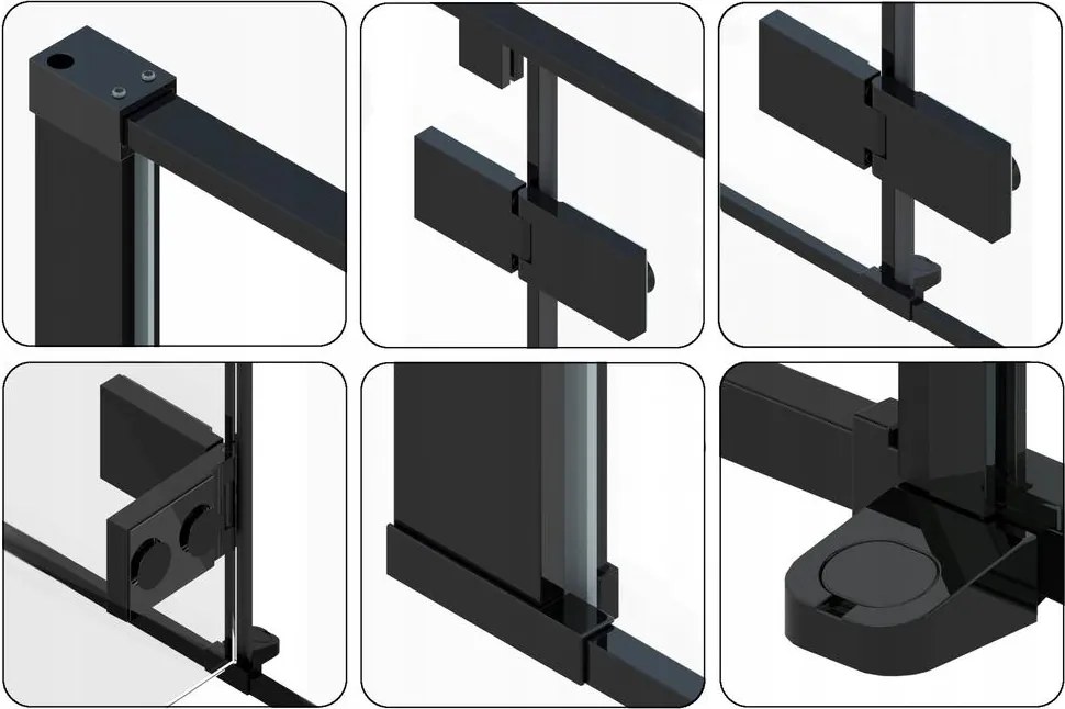 Cabina de dus Fargo cu cadita alba 90x90 negru mat