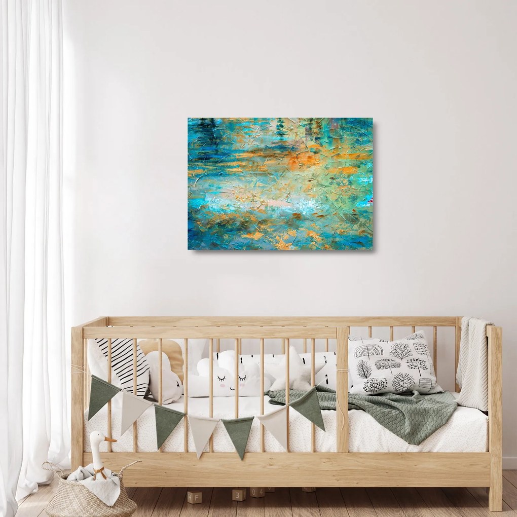 Tablou pe sticlă - Abstract albastru (70x50 cm)
