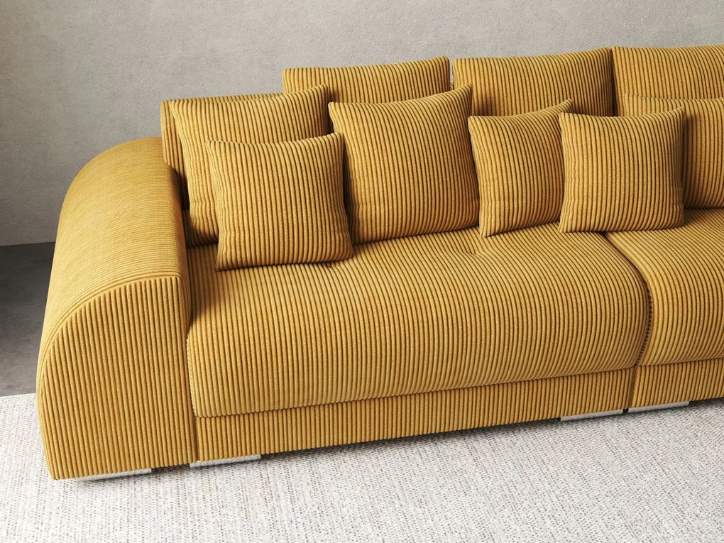 Canapea extensibilă dumonde cu 2 lăzi de depozitare si sezut confortabil din spuma high-density, Verona Zoom Mustar 310x100 cm