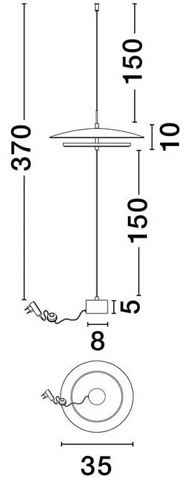 Lampadar LED suspendat de tavan OLOS, H-370cm